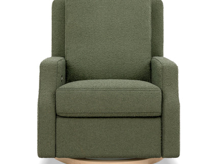 M22286OBLB,Namesake,Crewe Electronic Swivel Glider Recliner in Olive Boucle w/Light Wood Base