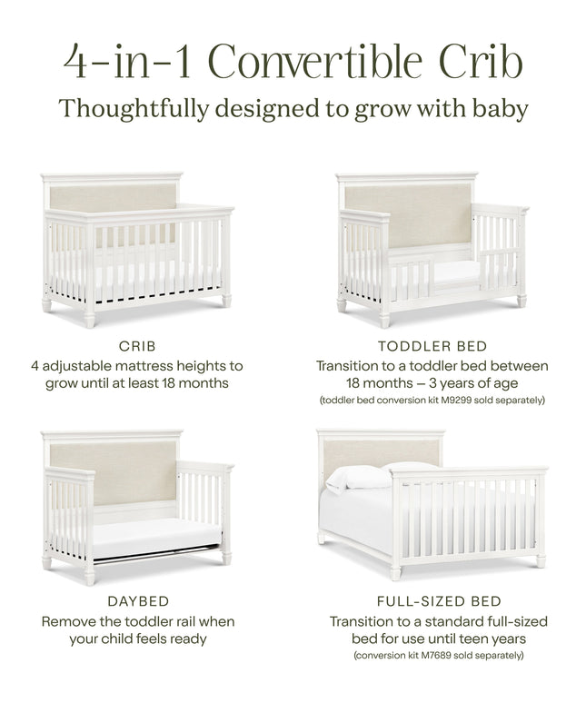 M15801RW,Namesake,Darlington 4-in-1 Convertible Crib in Warm White