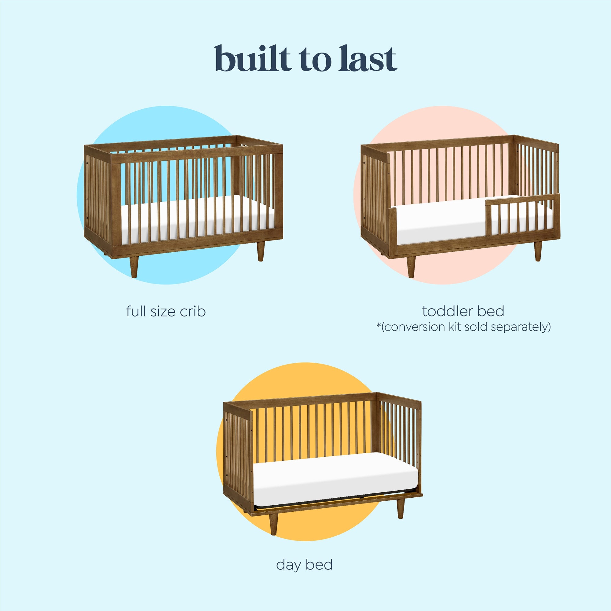 W4901L,DaVinci,Marley 3-In-1 Convertible Crib in Walnut