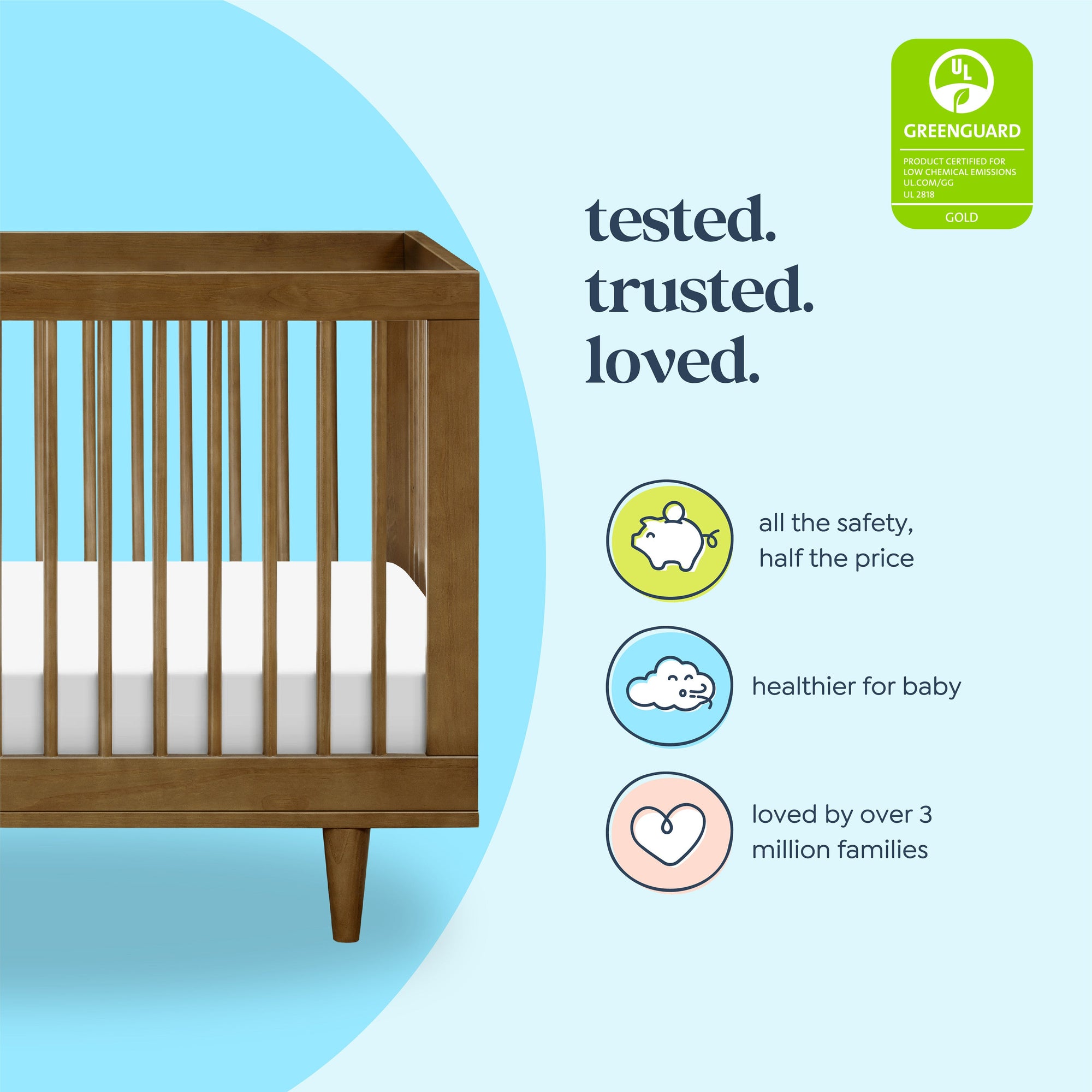 W4901L,DaVinci,Marley 3-In-1 Convertible Crib in Walnut