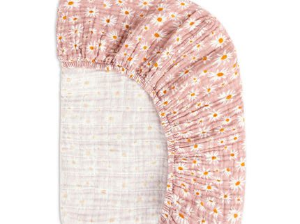 T28036,Babyletto,Daisy Muslin Mini Crib Sheet in GOTS Certified Organic Cotton