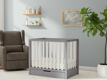 F11981GW,Carter's,Colby 4-in-1 Convertible Mini Crib w/ Trundle in Grey and White