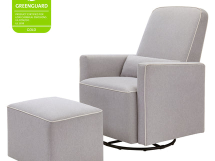M11687GCM,DaVinci,Olive Glider and Ottoman in Grey Finish w/Cream Piping