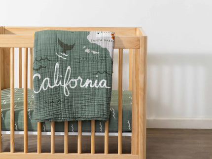 T27133,Babyletto,Ocean Waves Muslin All-Stages Midi Crib Sheet in GOTS Certified Organic Cotton