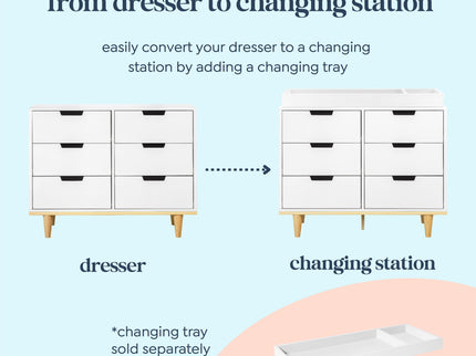 W4926WN,DaVinci,Marley 6-Drawer Double Dresser in White/Natural