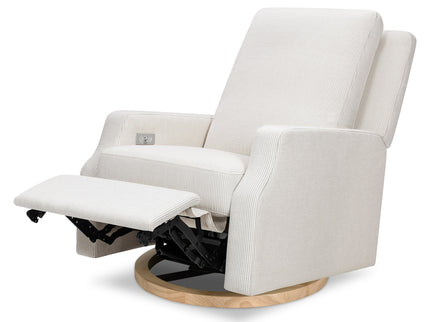 M22286FCSLB,Namesake,Crewe Electronic Swivel Glider Recliner in Fog Chatham Stripe Performance Eco-Weave w/LB