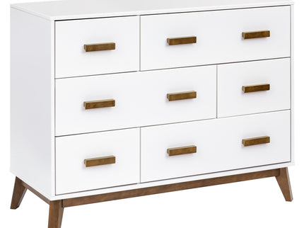 M5826WNL,Babyletto,Scoot 6-Drawer Dresser in White/Natural Walnut