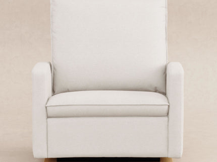 M20984PCMEWLB,Babyletto,Cali Pillowback Chair and a Half Glider in Performance Cream Eco-Weave w/ Light Wood Base