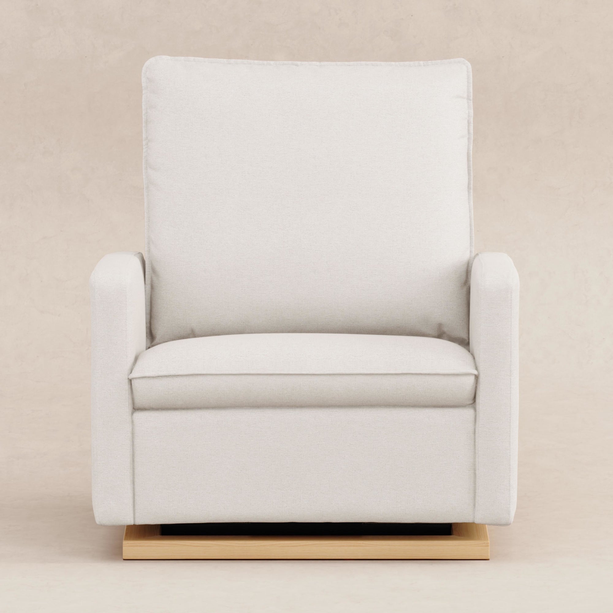 M20984PCMEWLB,Babyletto,Cali Pillowback Chair and a Half Glider in Performance Cream Eco-Weave w/ Light Wood Base