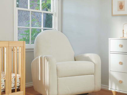 M23188PCMEWLB,Babyletto,Nami Glider Recliner w/ Electronic Control and USB in Performance Cream Eco-Weave w/Light wood base
