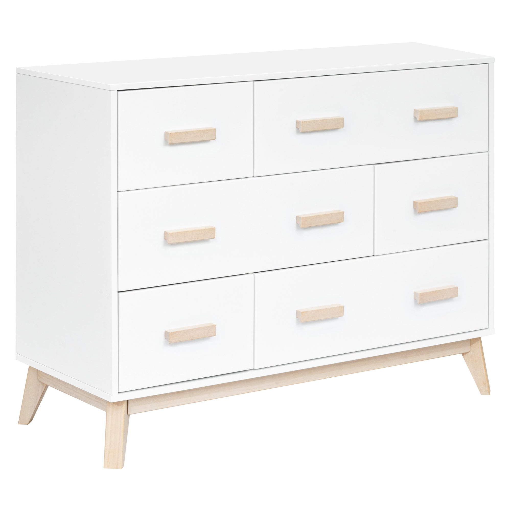 M5826WNX,Babyletto,Scoot 6-Drawer Dresser in White/Washed Natural