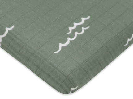 T27133,Babyletto,Ocean Waves Muslin All-Stages Midi Crib Sheet in GOTS Certified Organic Cotton