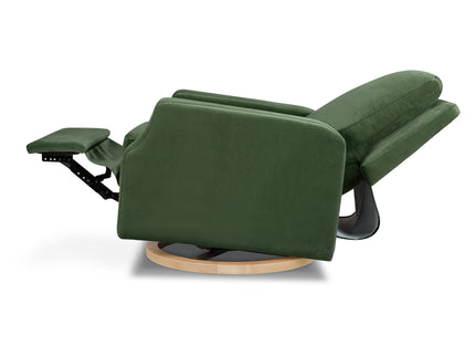M22287FGVLB,Namesake,Crewe Recliner and Swivel Glider in Forest Green Velvet w/Light Wood Base