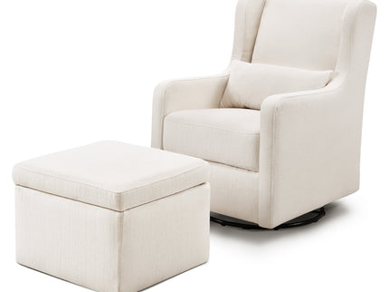 F18787PCM,Carter's,Adrian Swivel Glider with Storage Ottoman in Performance Cream Linen