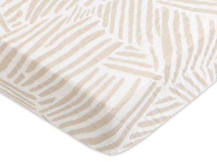 T29236,Babyletto,Oat Stripe Muslin Mini Crib Sheet in GOTS Certified Organic Cotton