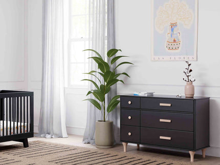 M9016BNX,Babyletto,Lolly 6-Drawer Double Dresser  Assembled in Black/Washed natural