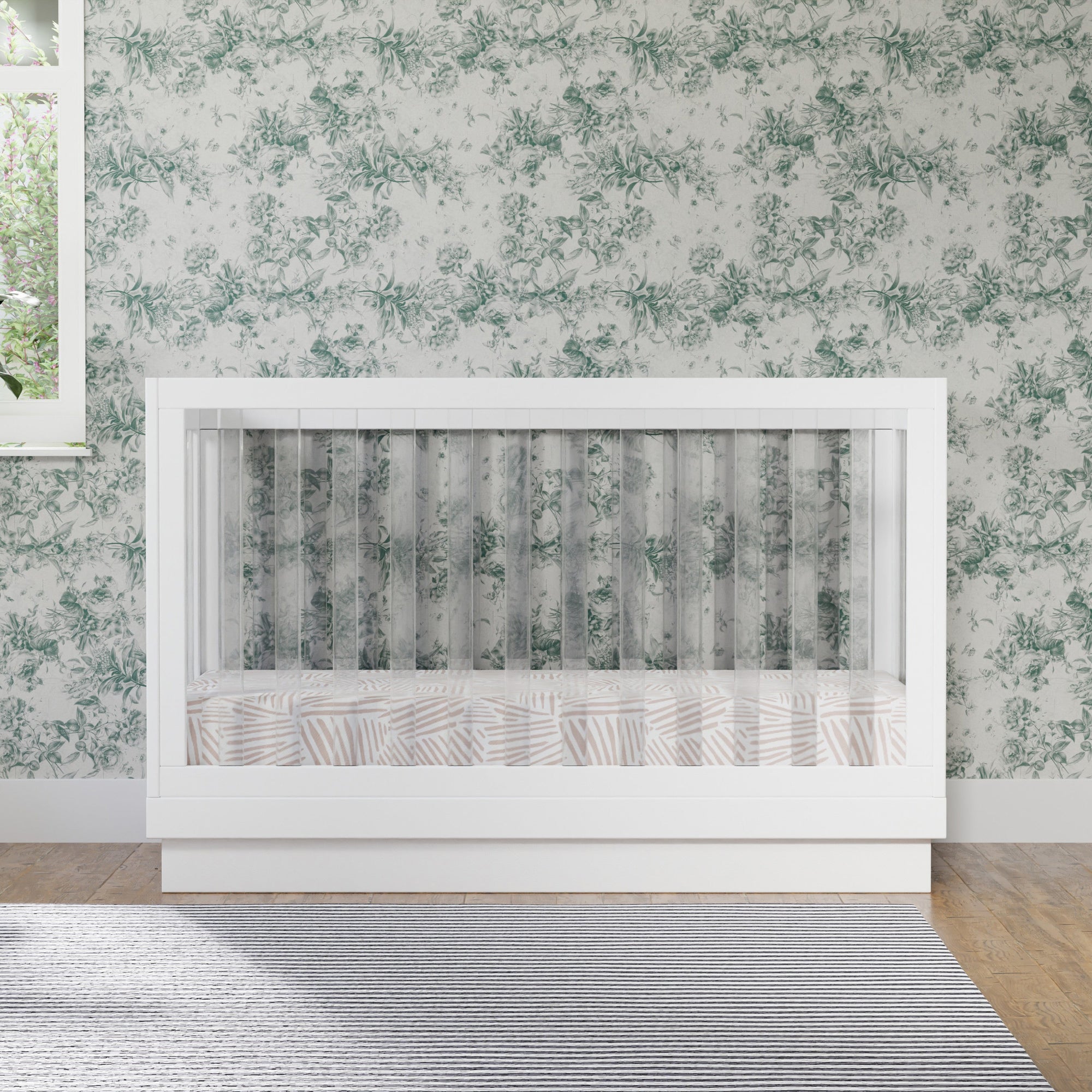 M8601KW,Babyletto,Harlow 3-in-1 Convertible Crib w/Toddler Bed Conversion Kit in White/Acrylic