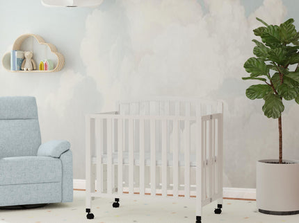M18198W,DaVinci,Dylan Folding Portable 3-in-1 MiniCrib and TwinBed in White