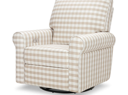 B17787TGH,Monogram by Namesake,Monroe Pillowback Power Recliner in Tan Gingham