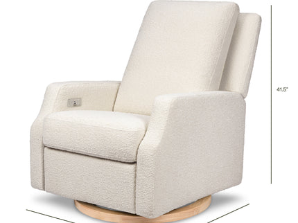 M22286WBLB,Namesake,Crewe Electronic Swivel Glider Recliner in Ivory Boucle w/Light Wood Base