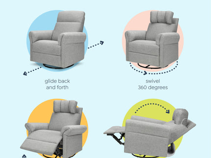 M24386FTG,DaVinci,Suzy Flex Swivel Recliner w/ Adj. Arms & Headrest in Frost Grey