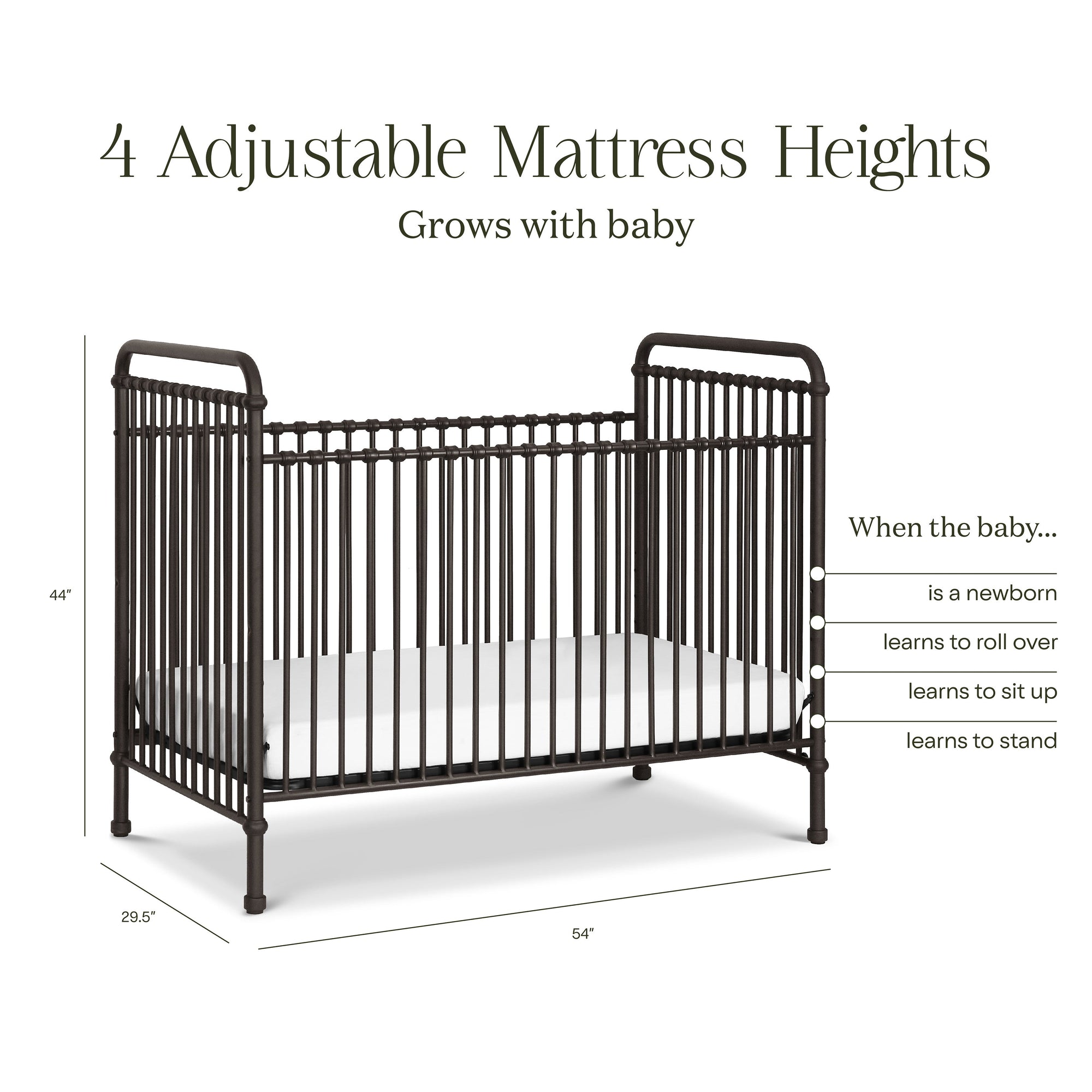 B15501UR,Namesake,Abigail 3-in-1 Convertible Crib in Vintage Iron