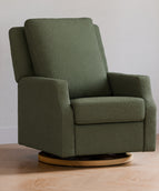 Olive Boucle with Light Wood Base