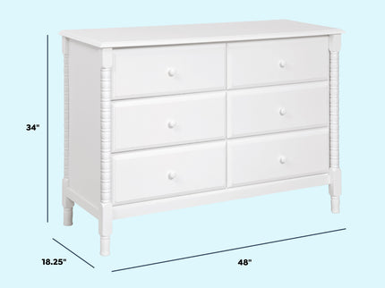 M7326W,DaVinci,Jenny Lind Spindle 6-Drawer Dresser in White