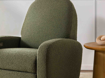 M23188OBLB,Babyletto,Nami Glider Recliner w/ Electronic Control and USB in Olive Boucle w/Light Wood Base