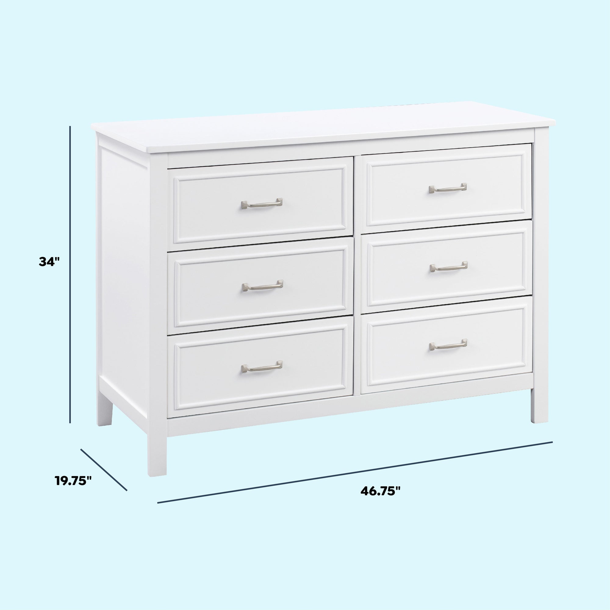 M12826W,DaVinci,Charlie 6-Drawer Double Dresser in White