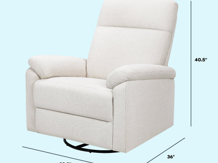 M24387FCS,DaVinci,Suzy Swivel Recliner in Fog Chatham Stripe Performance Eco-Weave