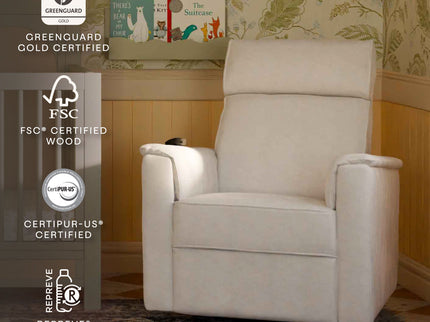 M17183PCMEW,Namesake,Willa Deluxe Power Glider Recliner w/Heat&Massage in Performance Cream Eco-Weave