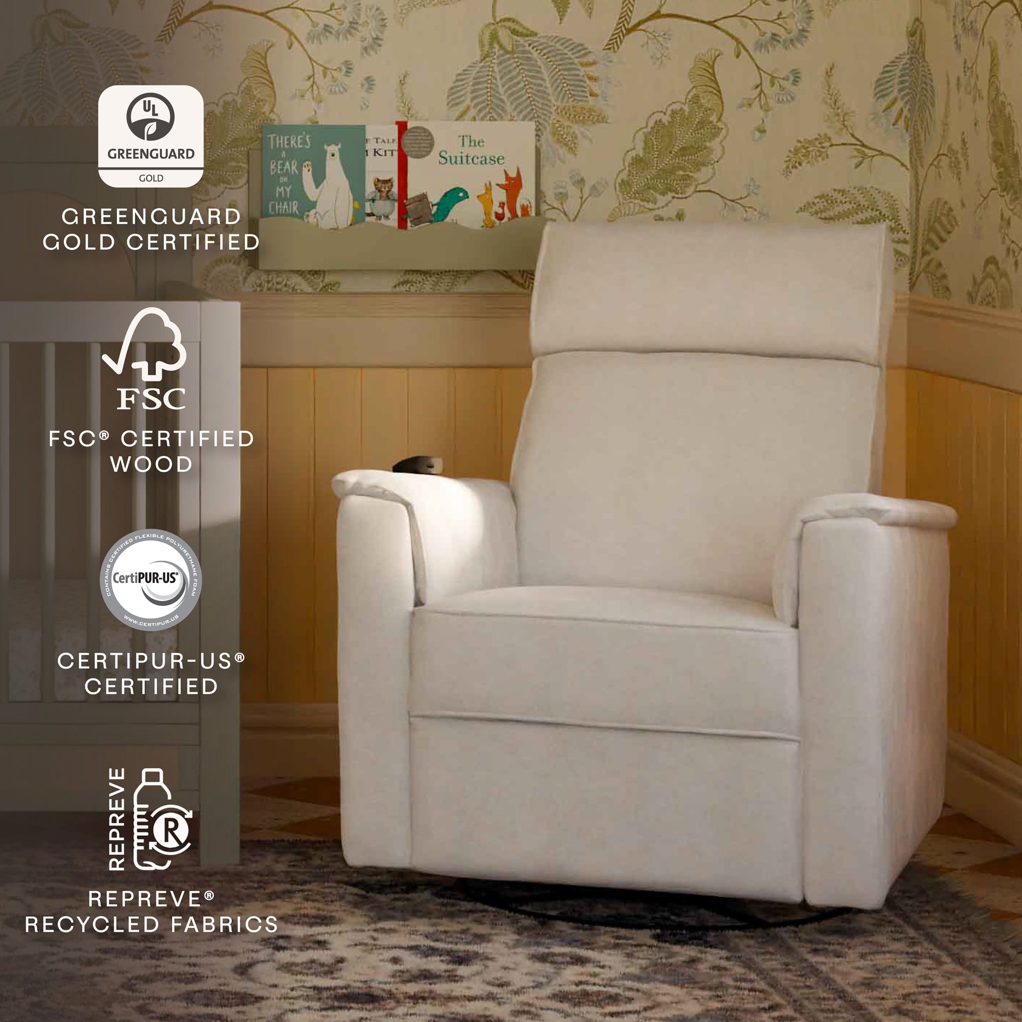 M17183PCMEW,Namesake,Willa Deluxe Power Glider Recliner w/Heat&Massage in Performance Cream Eco-Weave