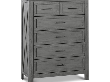 B14525WC,Monogram by Namesake,Emory Farmhouse 6-Drawer Chest in Weathered Charcoal