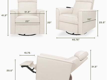 M17183PCMEW,Namesake,Willa Deluxe Power Glider Recliner w/Heat&Massage in Performance Cream Eco-Weave