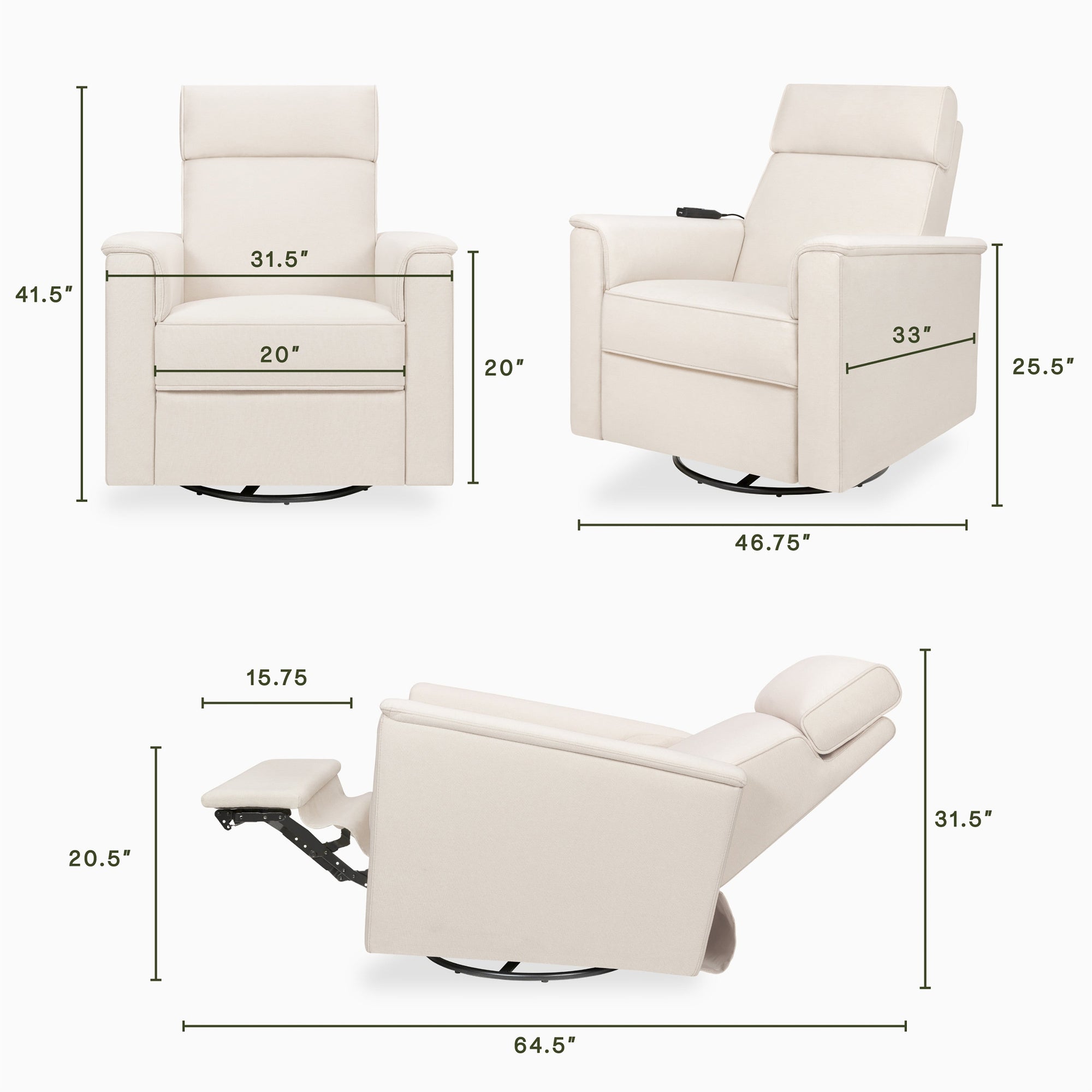 M17183PCMEW,Namesake,Willa Deluxe Power Glider Recliner w/Heat&Massage in Performance Cream Eco-Weave