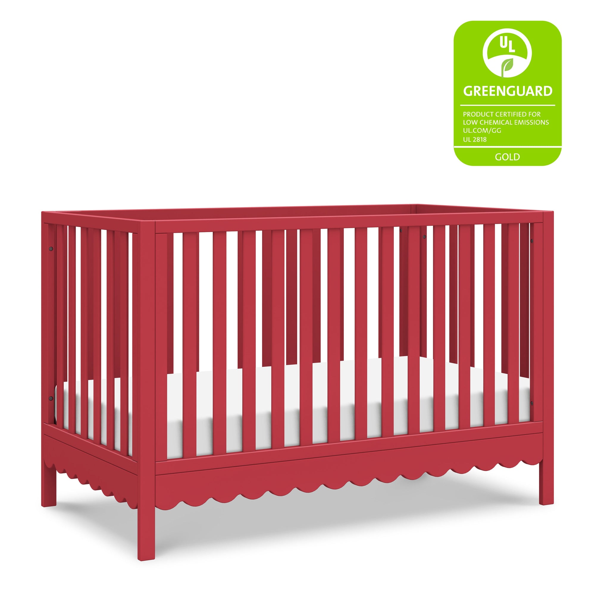 M27801TRD,DaVinci,Sammy Scallop 4-in-1 Convertible Crib in Strawberry Red