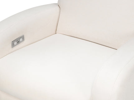 M23188PCMEWLB,Babyletto,Nami Glider Recliner w/ Electronic Control and USB in Performance Cream Eco-Weave w/Light wood base