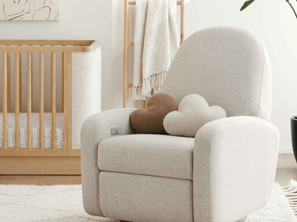 M23188PBEWLB,Babyletto,Nami Glider Recliner w/ Electronic Control and USB in Performance Beach Eco-Weave w/ Light Wood Base