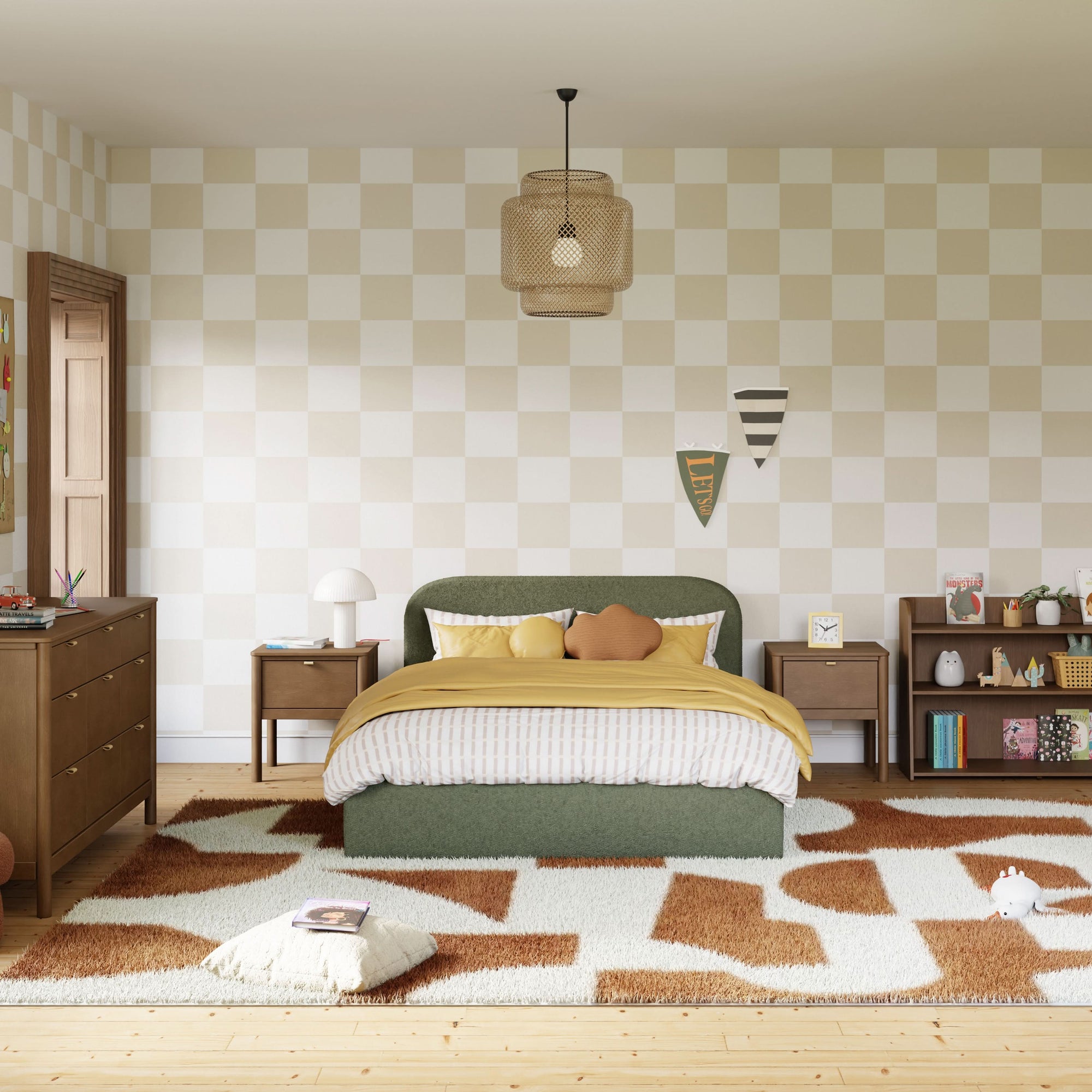 M31296POB,Babyletto Kids,Nara Full Bed in Performance Olive Boucle