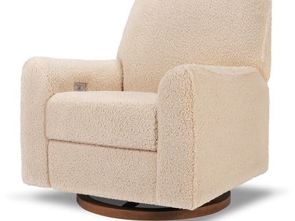 M24087CSGDB,Nursery Works,Sunday Power Recliner and Swivel Glider in Chai Shearling w/ Dark Wood Base