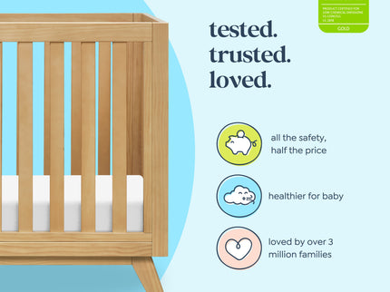 M22598HY,DaVinci,Otto 3-in-1 Convertible Mini Crib with 4 Mattress in Honey