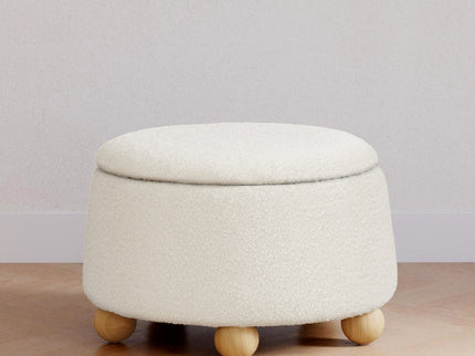 M30985PWBHF,Namesake,Tuffet Storage Ottoman in Performance Ivory Boucle w/Honey Ball Feet