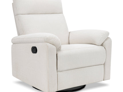M24387FCS,DaVinci,Suzy Swivel Recliner in Fog Chatham Stripe Performance Eco-Weave
