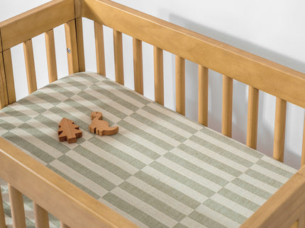 T30534,Babyletto,Moss Stripe Muslin All-Stages Bassinet Sheet in GOTS Certified Organic Cotton