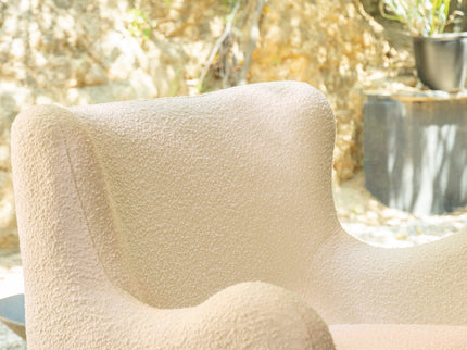 M24187WBIB,Nursery Works,Solstice Swivel Glider in Ivory Boucle w/Ivory Wood Base