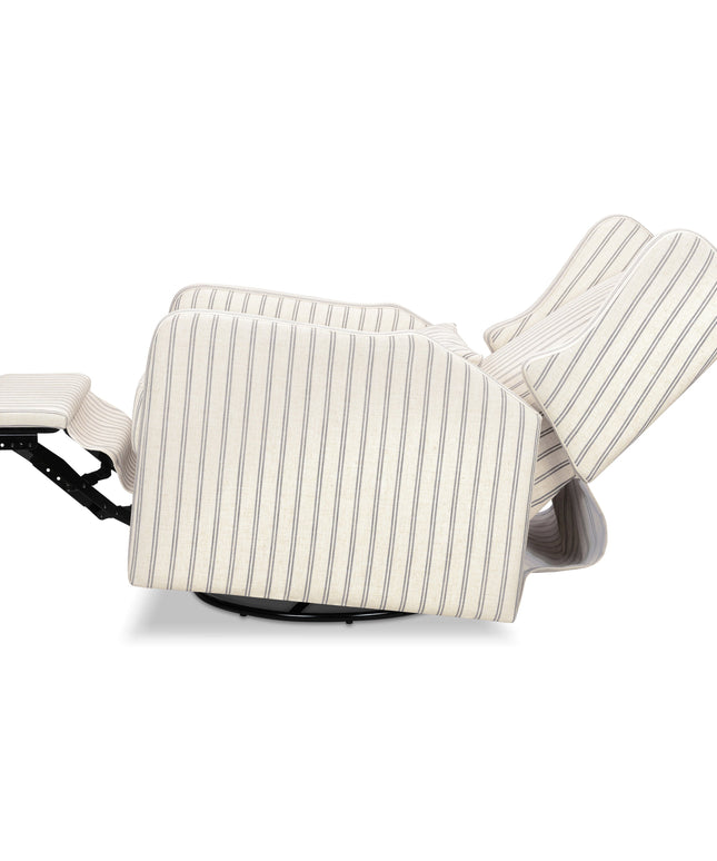 F19587PCDS,Carter's,Arlo Recliner and Swivel Glider in Performance Charcoal Double Stripe Linen