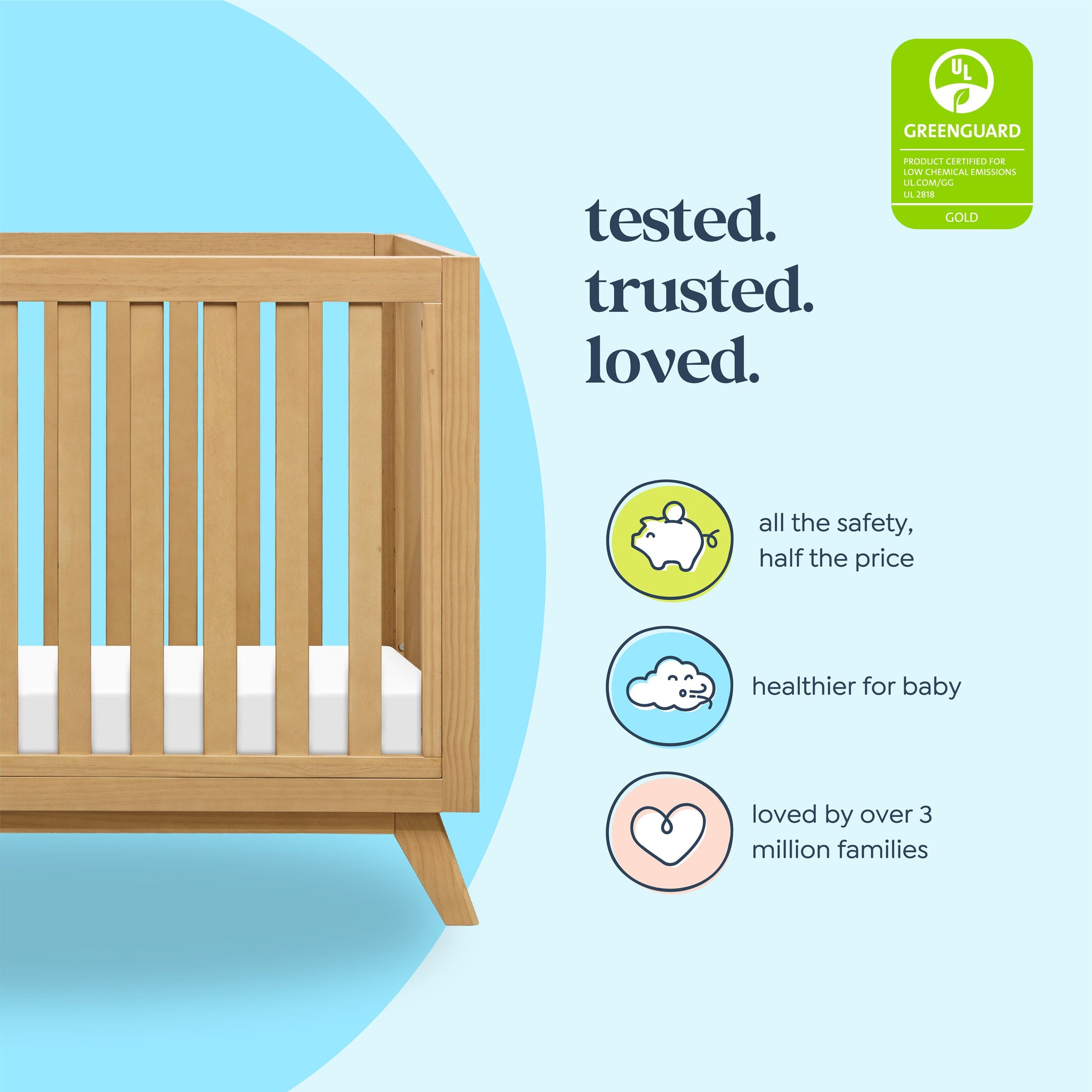 M22501HY,DaVinci,Otto 3-in-1 Convertible Crib in Honey