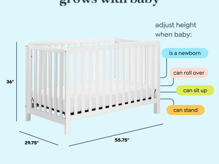 F11901W,Carter's,Colby 4-in-1 Low-profile Convertible Crib in White Finish
