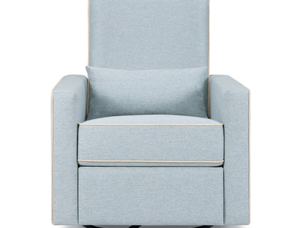M10887HBLCM,DaVinci,Piper Recliner in Heathered Blue w/ Cream Piping